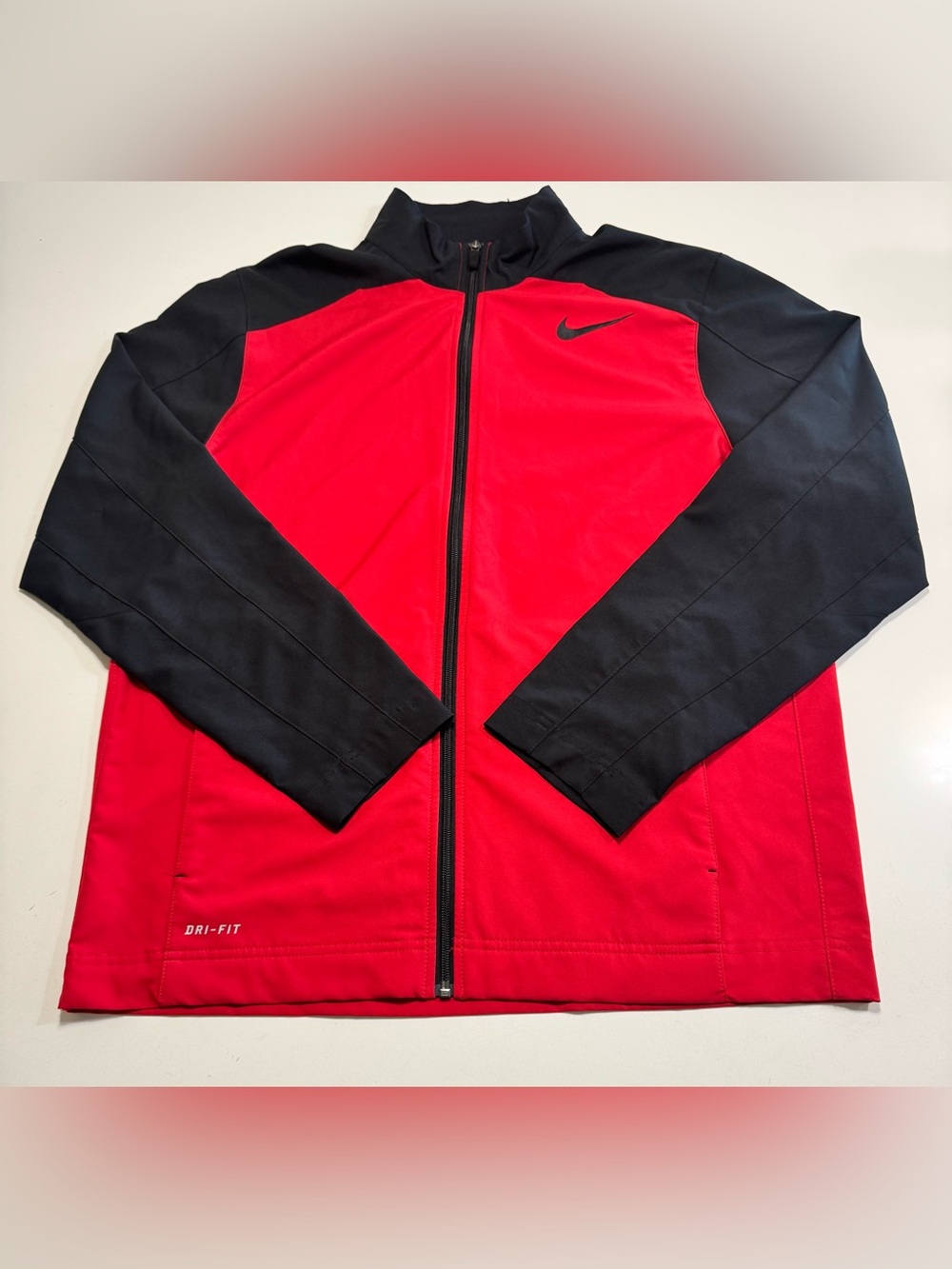 Nike dryfit Track Jacket Mens Large Red/Black Full Zip Running Training Gym
